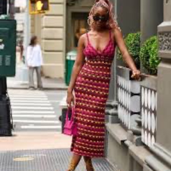 Zara Dresses & Skirts - Zara Strappy Crochet Midi Dress, Sz L, Like New